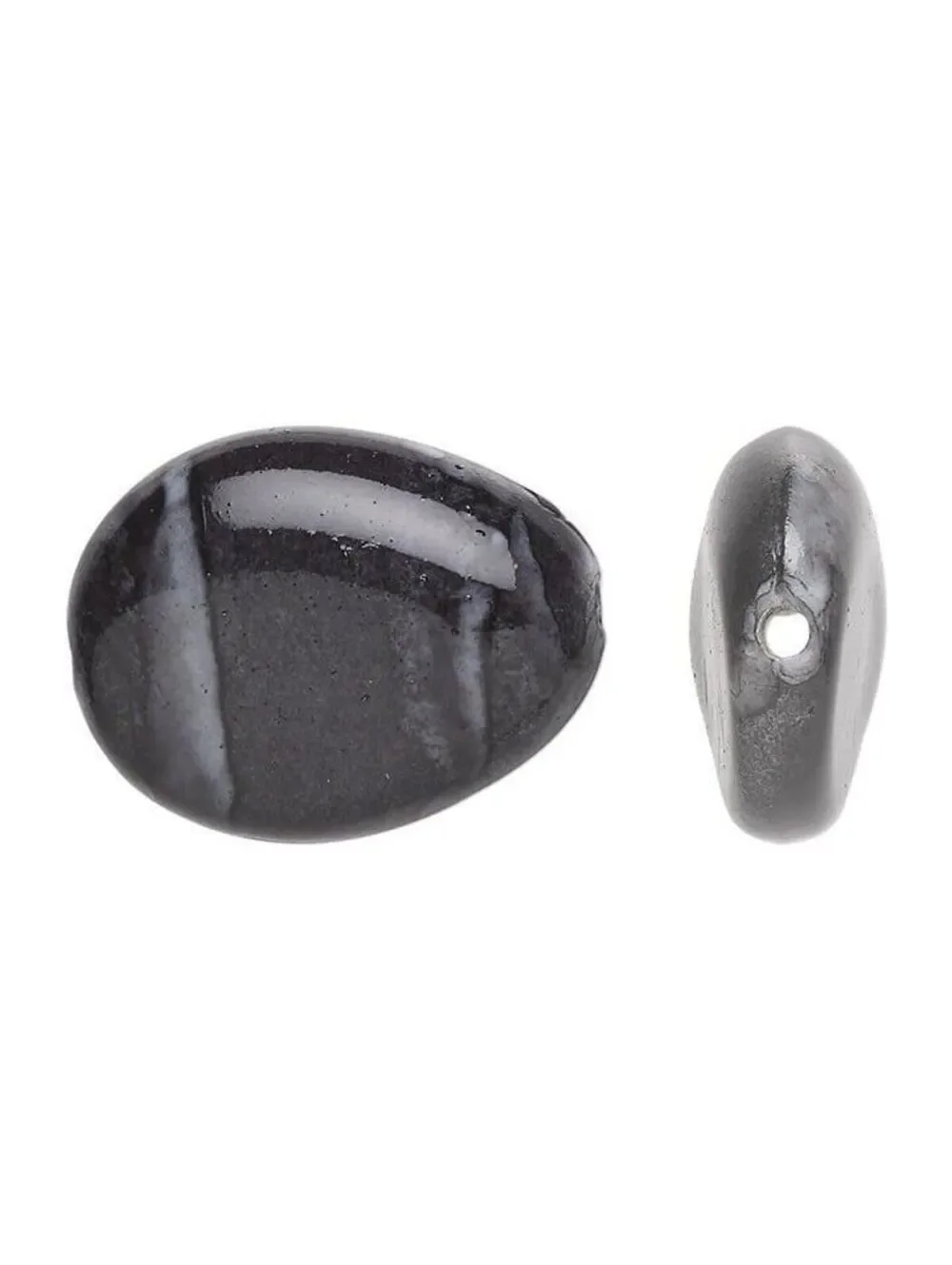 Vintage Y2K 90s Gray White Watercolor Puffed Teardrop Acrylic Beads 8 pcs